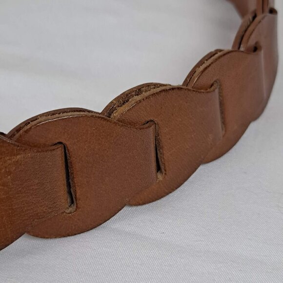 Medium Brown Leather Belt with Brass Toned Hardware - Picture 6 of 8